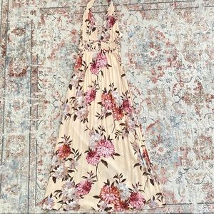 ILLA ILLA Floral Maxi Dress in Cream and Pink